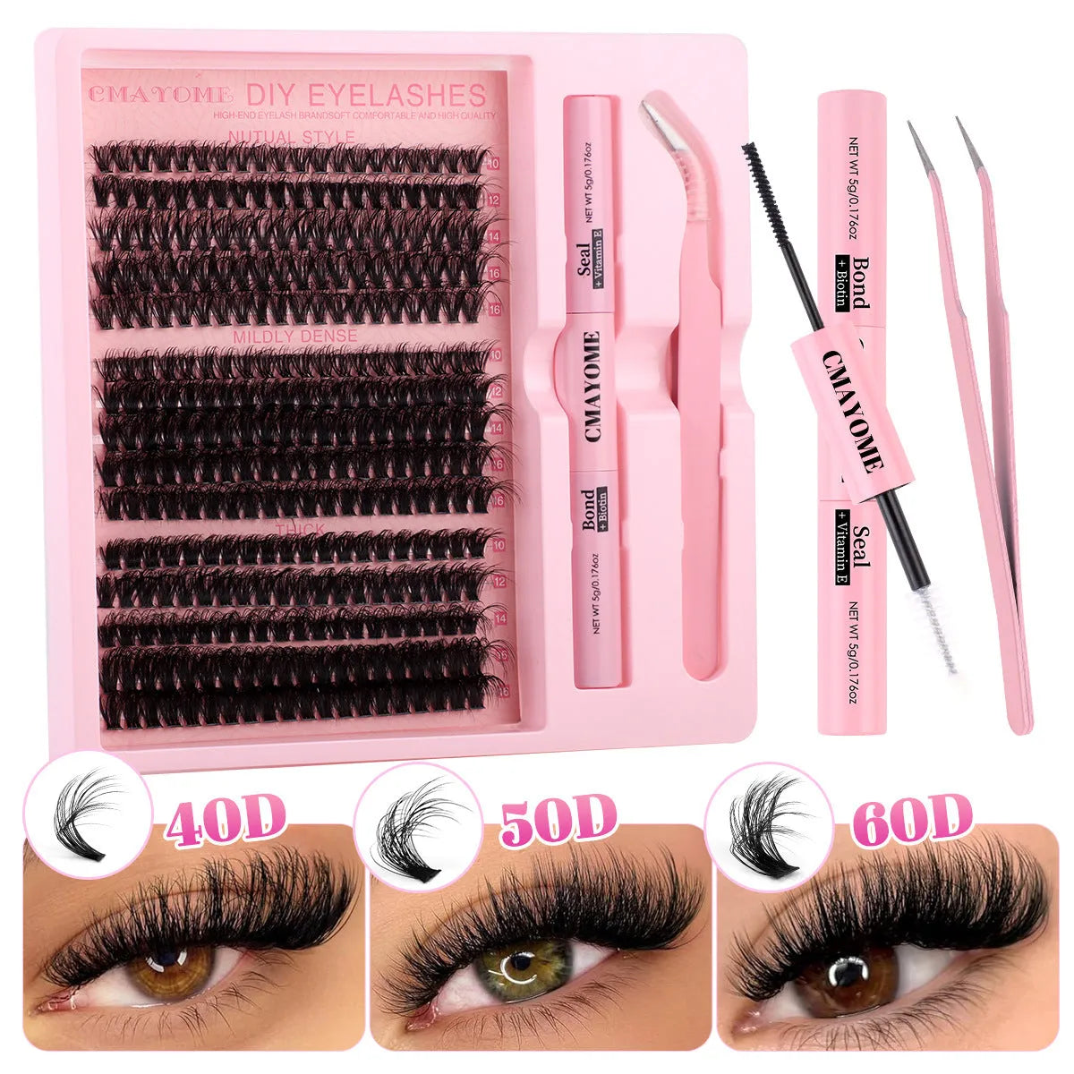 Segment single cluster DIY false eyelashes extension suit with tweezers, DIYSET402 and DIYSET403 options