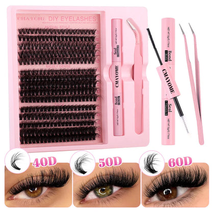 Segment single cluster DIY false eyelashes extension suit with tweezers, DIYSET402 and DIYSET403 options
