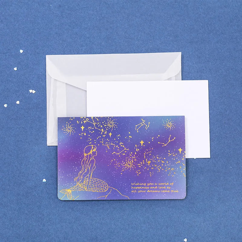 Set of three bronzed sulfuric acid paper greeting card envelopes in one of four colour designs.