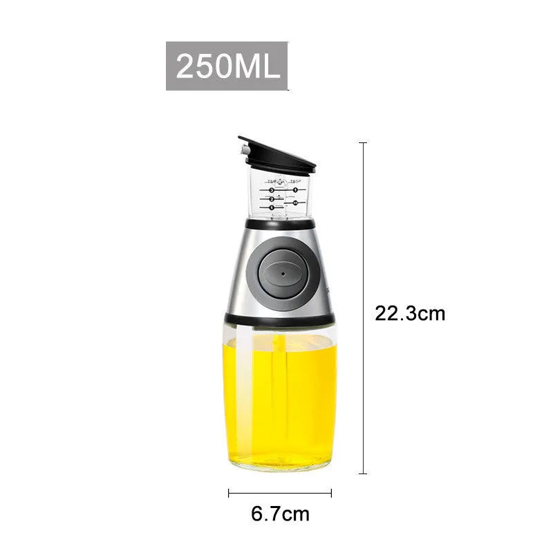 500ml clear glass oil bottle with 28.5cm height and square base for kitchen condiment storage
