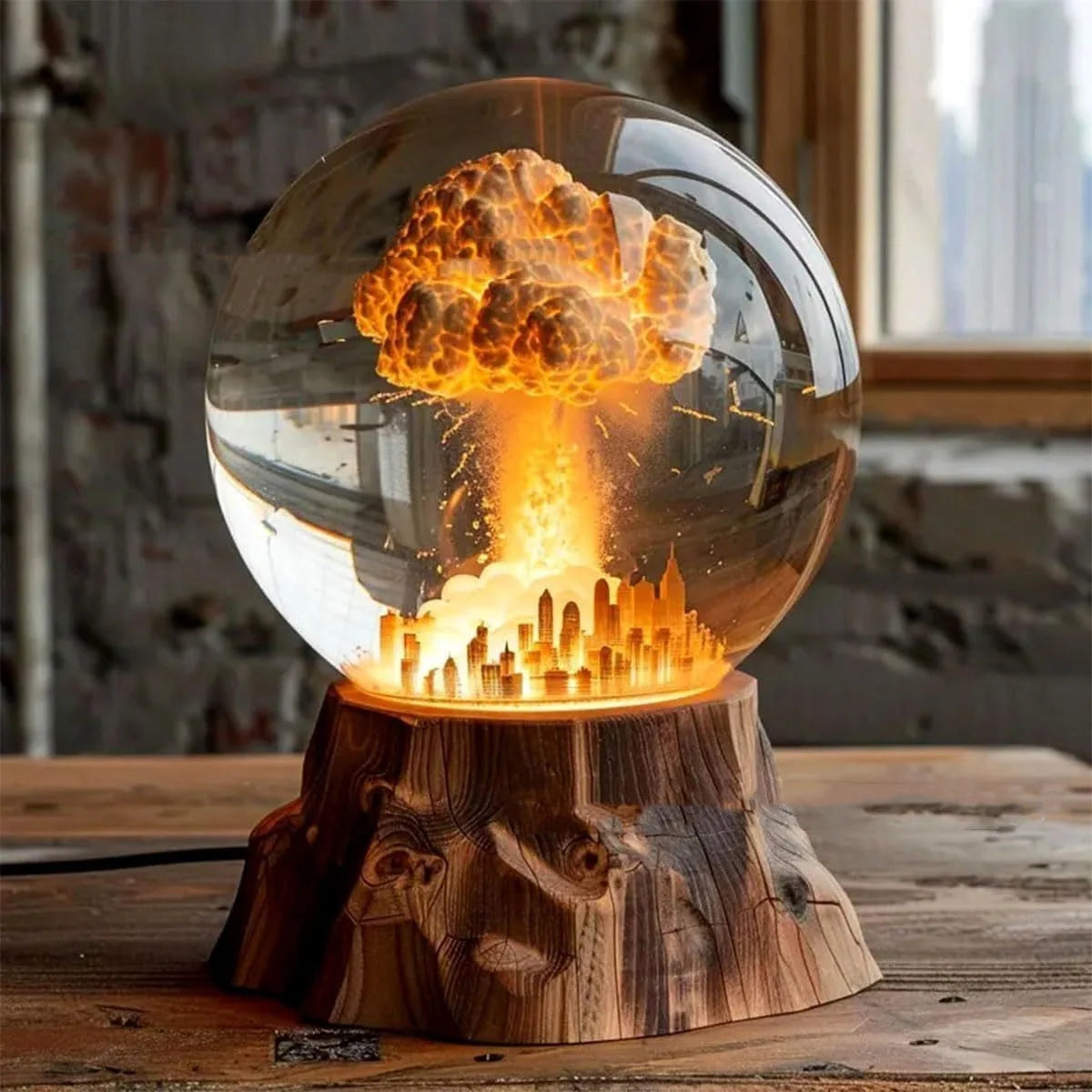 Unique 3D mushroom cloud atomic bomb explosion lamp with soft LED lighting