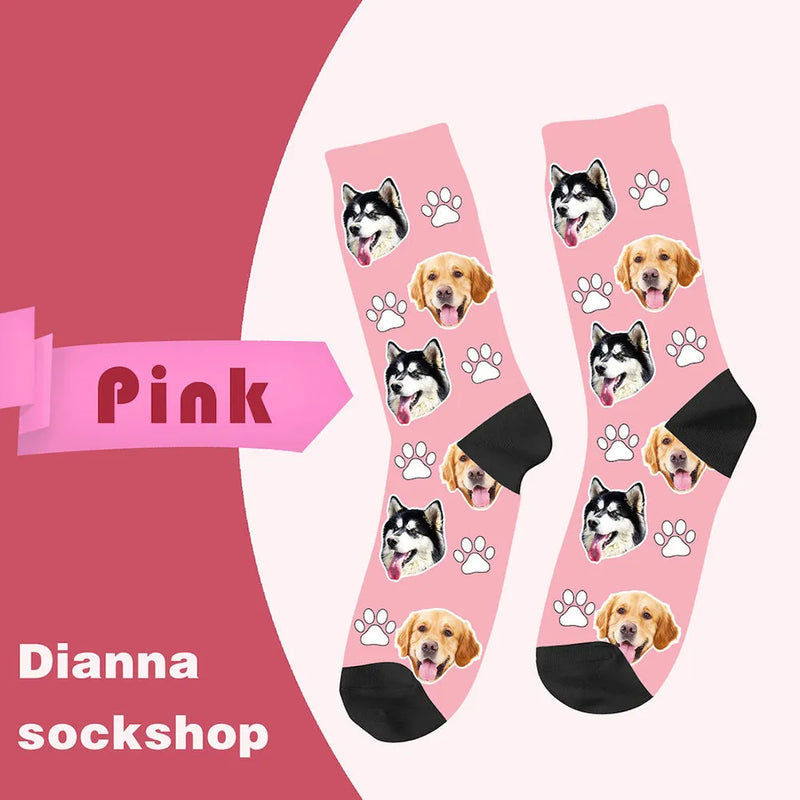 Personalised photo custom tube socks for men and women, mid-calf length medium thickness polyester printed cartoon pattern socks, breathable sweat-absorbent unisex socks for autumn