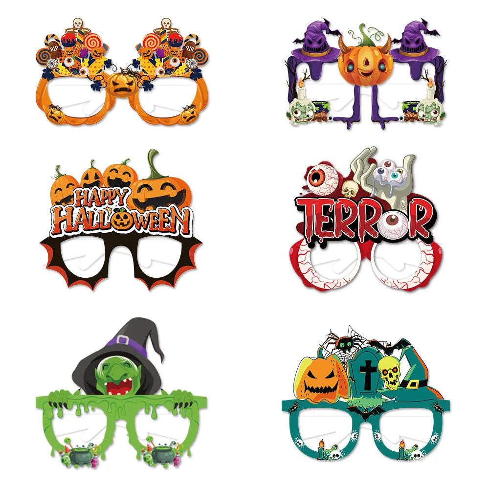 Halloween paper glasses decorations in multiple style options for photo props and party scene decoration