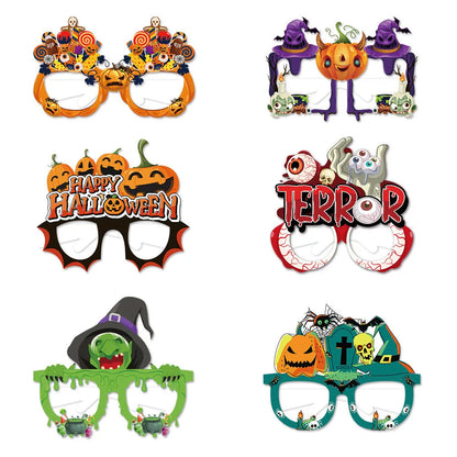 Halloween paper glasses decorations in multiple style options for photo props and party scene decoration