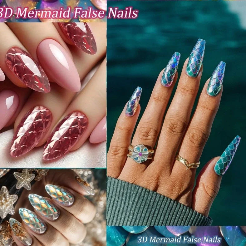 3D scale long shaping nail tips in Frigate Box with 120 or 140 pieces for nail extensions