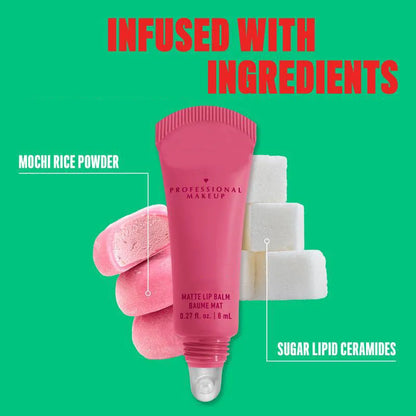 Coloured lip balm in bottle with matte finish for hydrating, moisturising and repairing dry lips