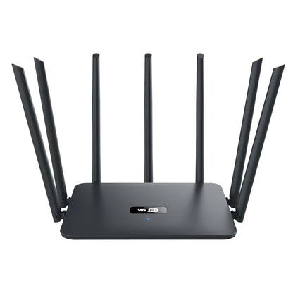 Black or white dual-frequency 5G router with either four or six antennas, dimensions 50x30x10cm