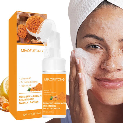 Turmeric cleansing mousse facial cleaning pad set with ginger soap and 30 reusable pads