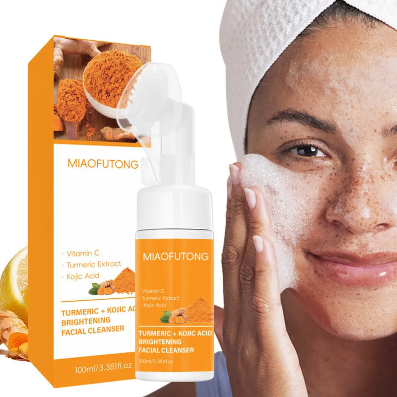Turmeric cleansing mousse facial cleaning pad set with ginger granule soap, 30-piece cleansing pad collection for daily facial skincare routine with natural turmeric and ginger extracts for general skin types, 490g net content complete facial care kit