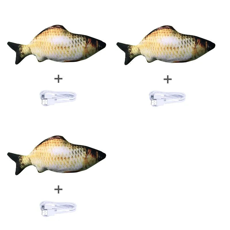 30cm multicolour electronic jumping fish cat toy with USB charging cable