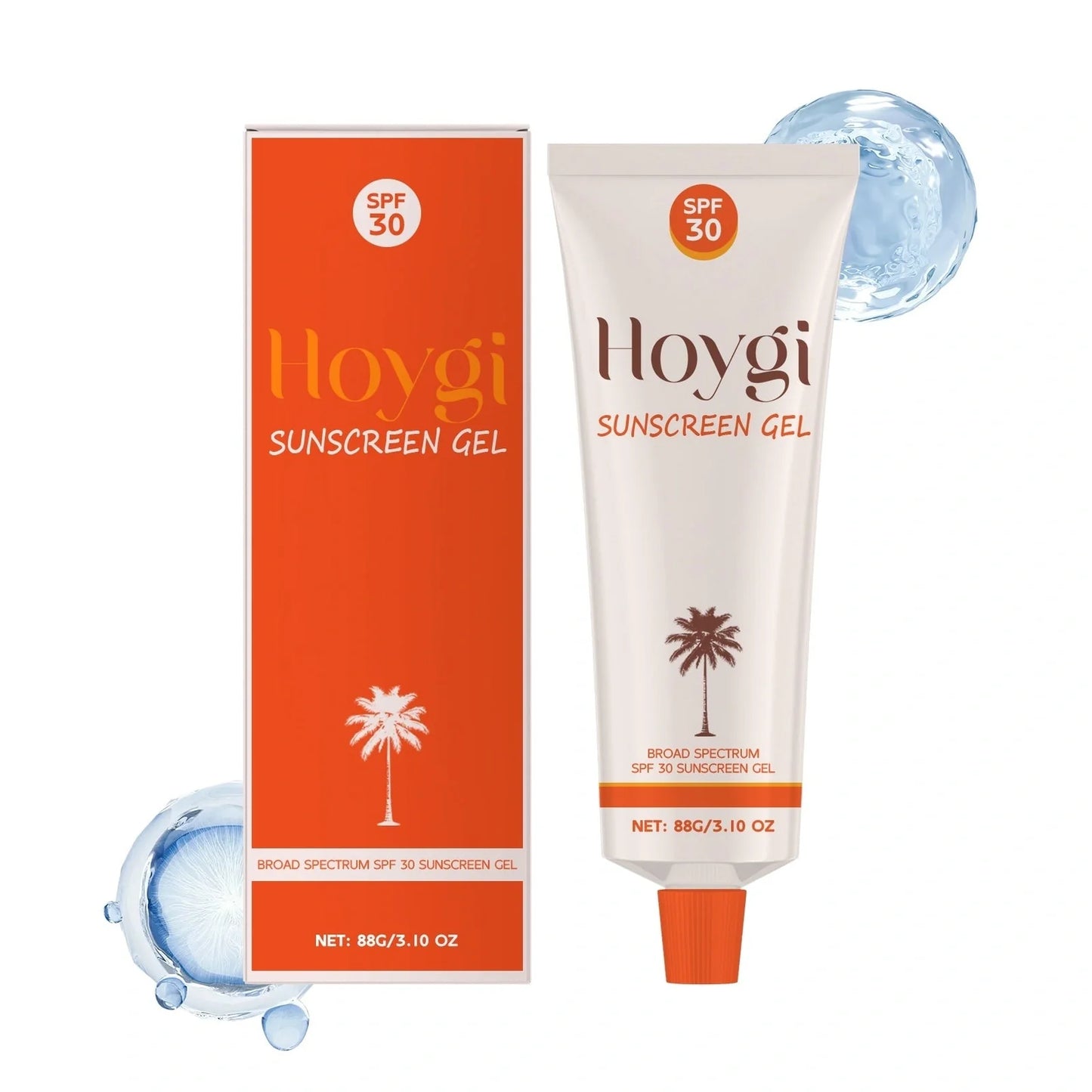 Moisturising sunscreen gel tube with 88g size, showing gel texture for sun protection and hydration