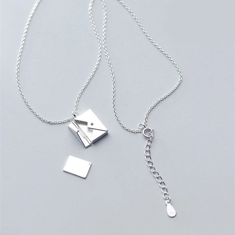 Stylish envelope pendant necklace made of premium titanium steel, with adjustable length and versatile design for any occasion