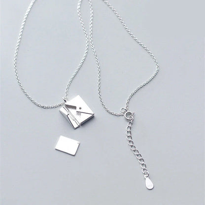 Stylish envelope pendant necklace made of premium titanium steel, with adjustable length and versatile design for any occasion