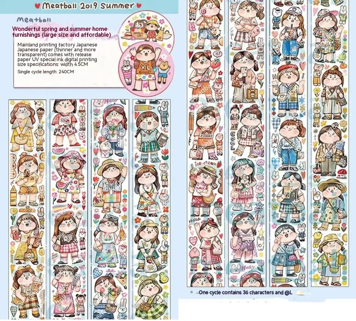 Haemorrhoid tape packaging stickers with cartoon characters, 42 styles, Japanese paper, 5 cm size