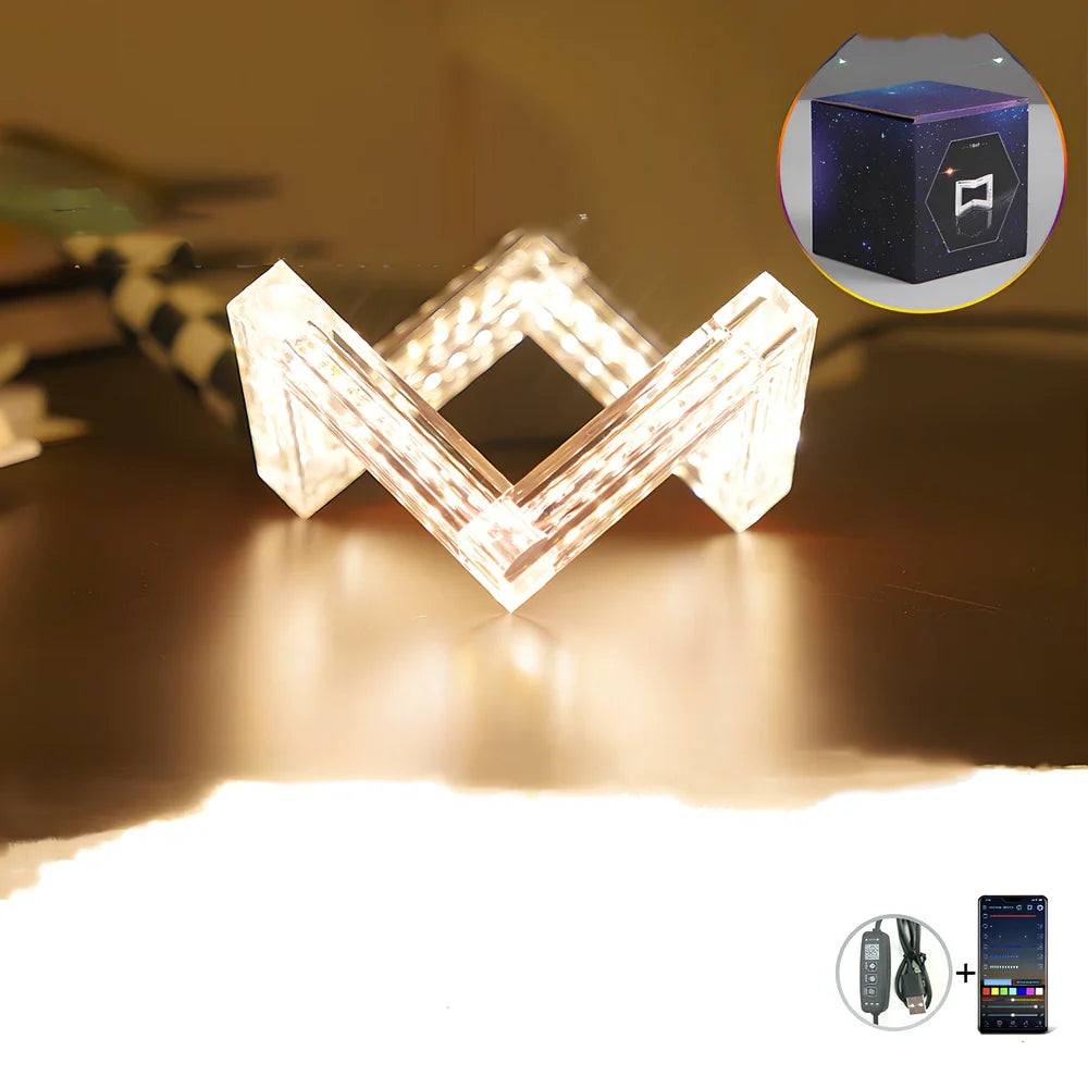 Acrylic Bluetooth desk lamp with compact 12cm design and intelligent lighting control featuring six light modes