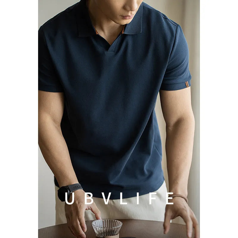 American-style Cotton Polo Shirt Short Sleeve Breathable Thin Fabric Cotton Blend Summer Casual Top Regular Fit Young Adult Mens Shirt in Black Blue White M L XL 2XL 3XL Sizes