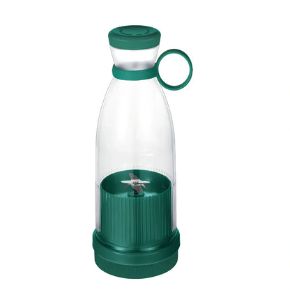 Mini portable juicer in blue, green, or pink with 380ml capacity and USB charging cable