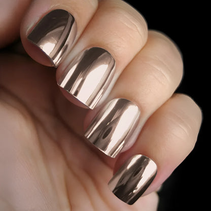Mirror metal nail stickers in eight electroplated colour codes with a nail file for edge smoothing