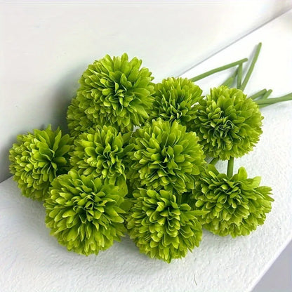 Silk artificial flower desktop decoration in green colour options measuring 20cm tall
