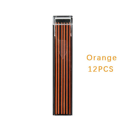 Boxed mechanical pencil replacement lead in nine colours including rainbow style, 12 pieces per pack