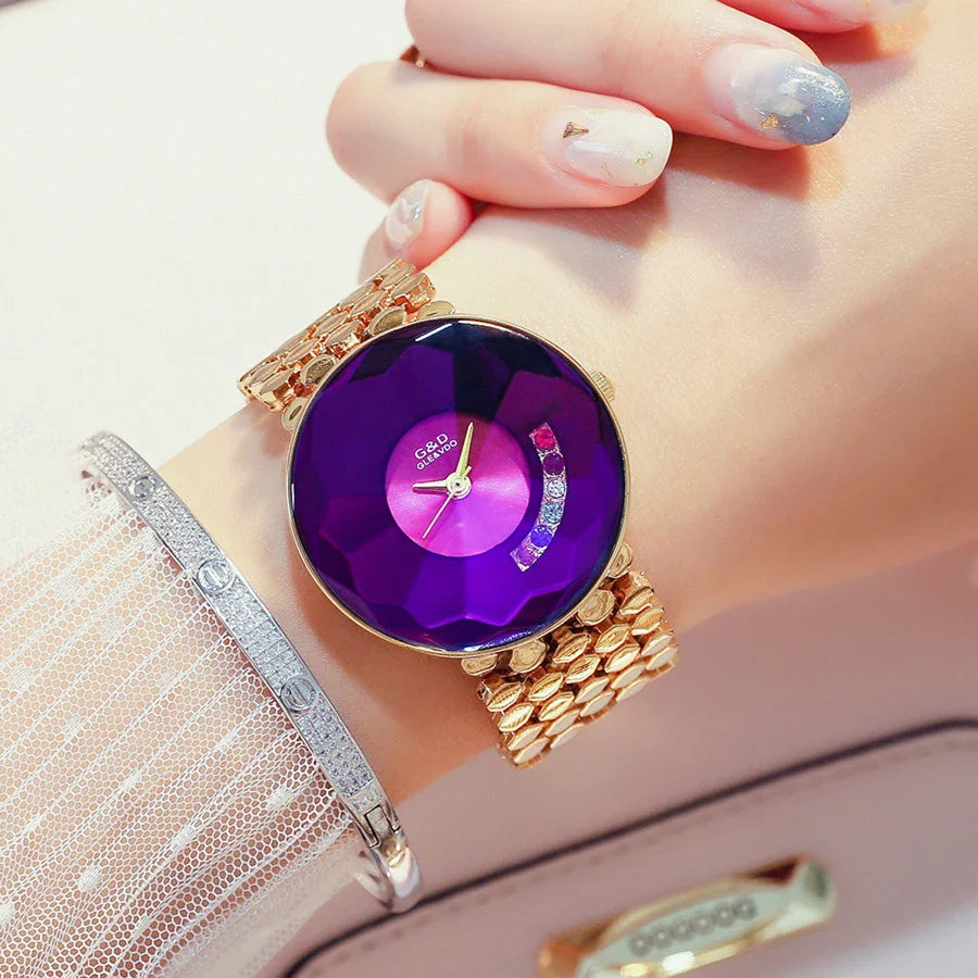Elegant stainless steel watch with electroplating finish, quartz movement, and mineral tempered glass mirror