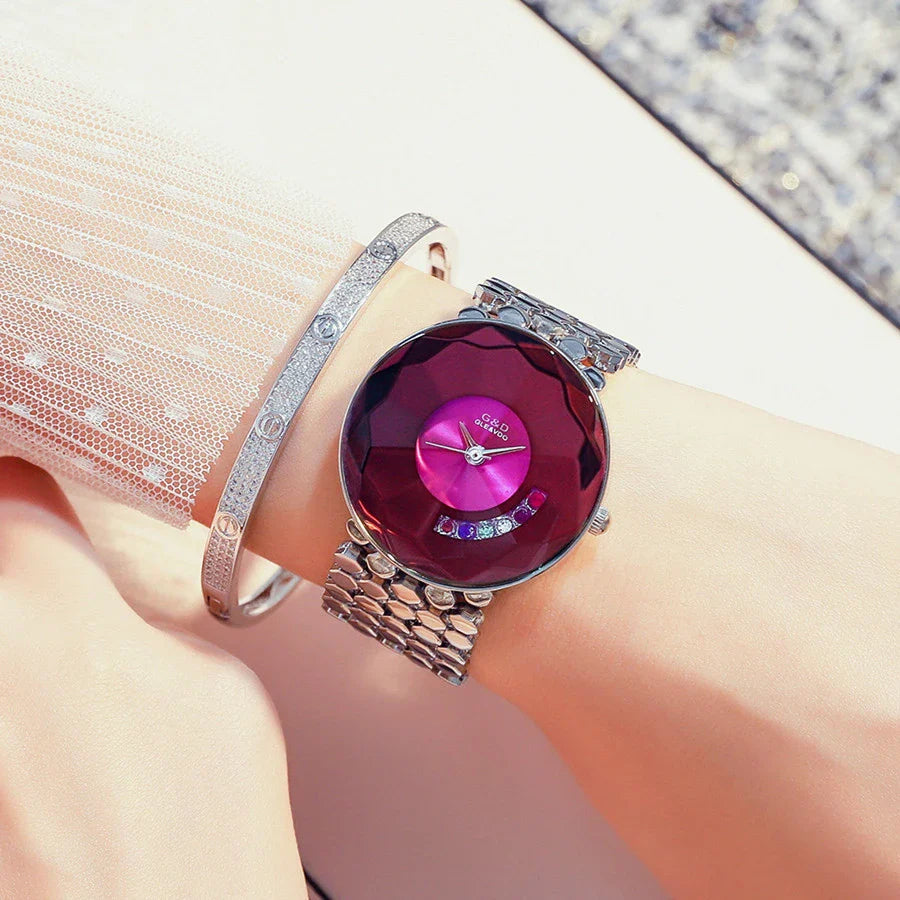 Elegant stainless steel watch with electroplating finish, quartz movement, and mineral tempered glass mirror