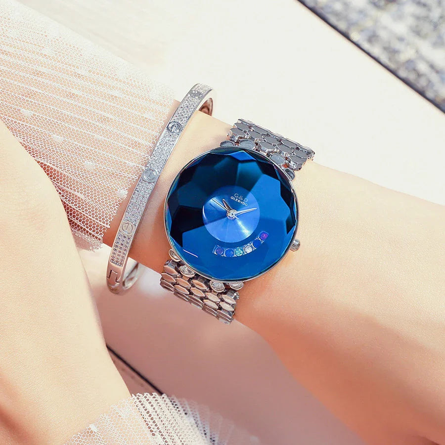 Elegant stainless steel watch with electroplating finish, quartz movement, and mineral tempered glass mirror