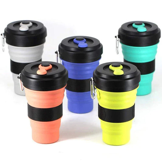 Colourful Folding Silicone Coffee Mug, a portable and eco-friendly companion for on-the-go caffeine enjoyment