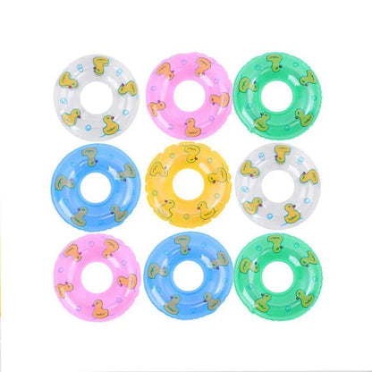 Colourful inflatable swim rings for children's bath time and pool play