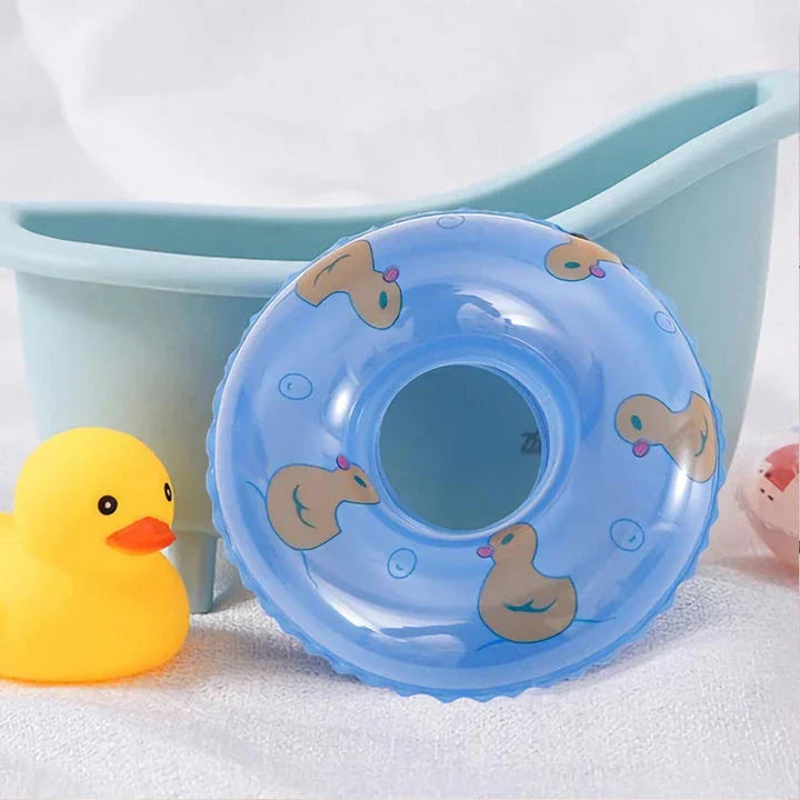 Colourful inflatable swim rings for children's bath time and pool play