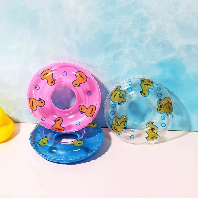 Colourful inflatable swim rings for children's bath time and pool play