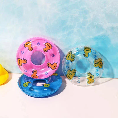 Colourful inflatable swim rings for children's bath time and pool play