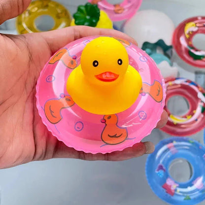 Colourful inflatable swim rings for children's bath time and pool play