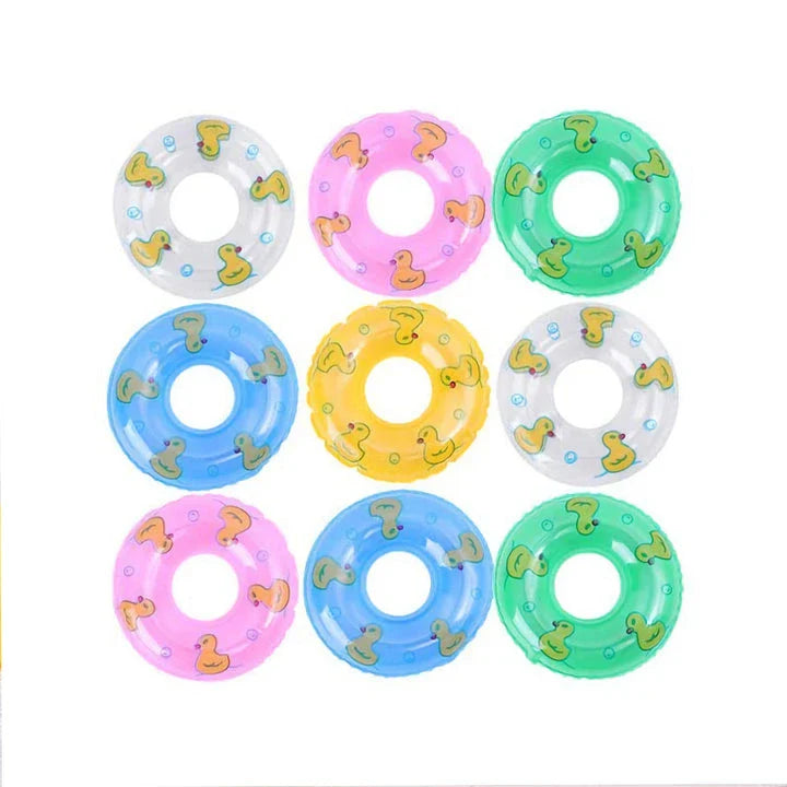 Colourful inflatable swim rings for children's bath time and pool play