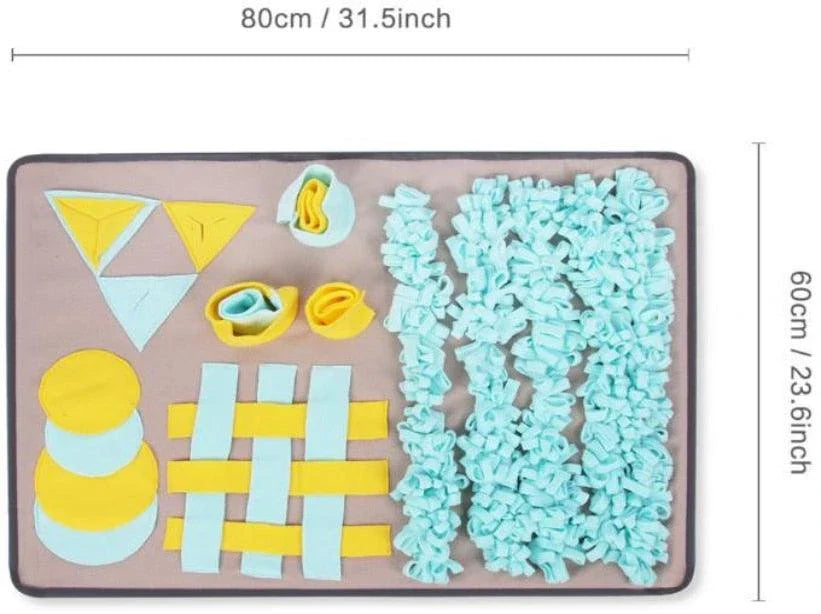 A premium-quality dog snuffle mat with a maze-like design, encouraging your pup to sniff and forage for hidden treats.