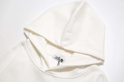 Handprinted White Ink Direct Spray Printed Men's Hooded Sweater with Abstract Pattern and Soft Cotton Construction