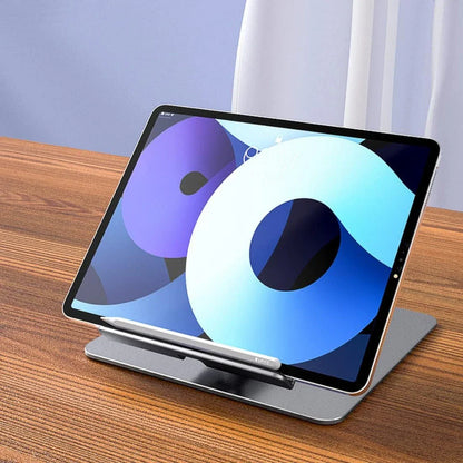 360° rotating aluminium tablet stand with adjustable and foldable design for 4-14 inch devices