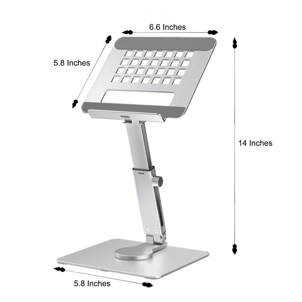 360° rotating aluminium tablet stand with adjustable and foldable design for 4-14 inch devices