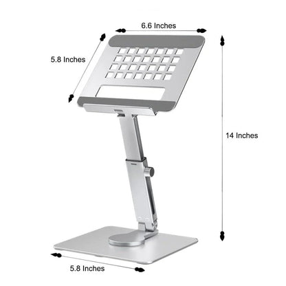 360° rotating aluminium tablet stand with adjustable and foldable design for 4-14 inch devices