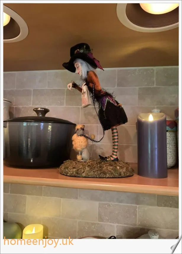 Bewitching Figure, Collectible Tabletop Witch Figurine with unique designs for Halloween decor