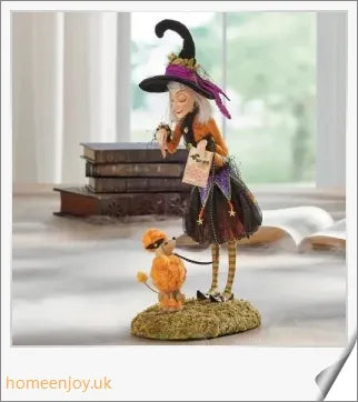Bewitching Figure, Collectible Tabletop Witch Figurine with unique designs for Halloween decor
