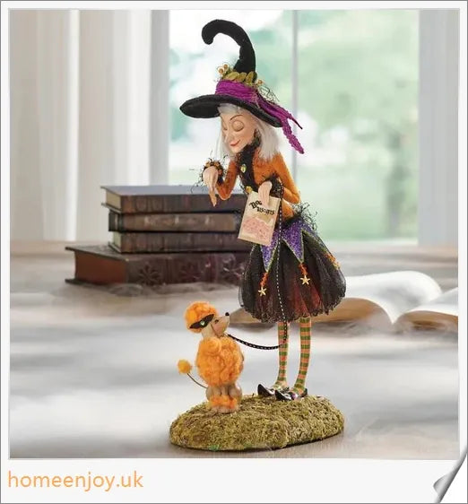 Bewitching Figure, Collectible Tabletop Witch Figurine with unique designs for Halloween decor