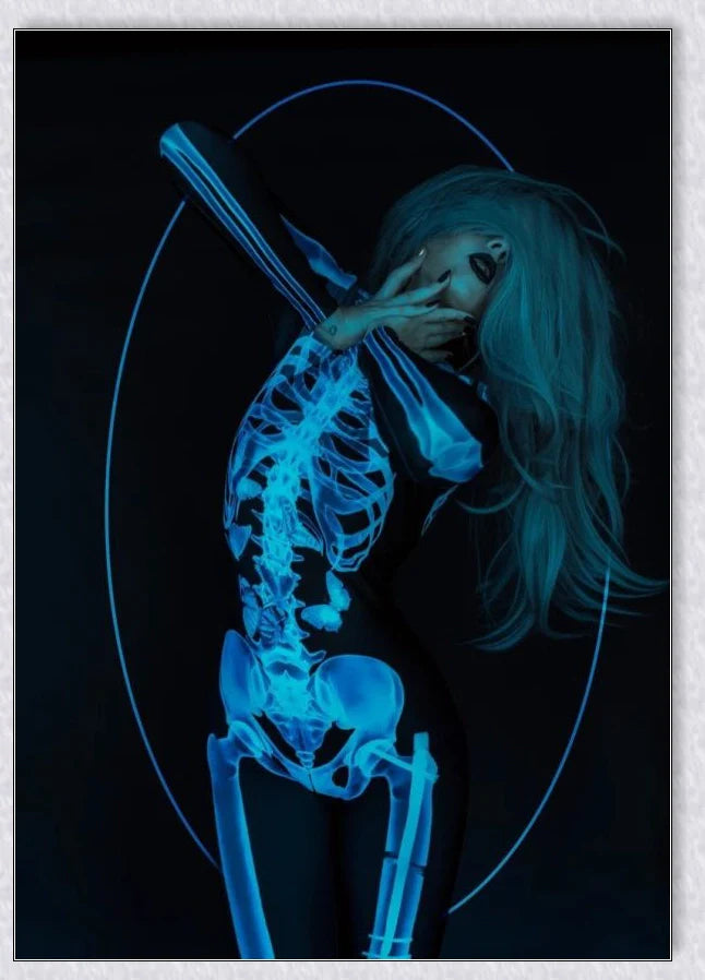 Sexyskull Bodysuit with bold skull graphics, form-fitting construction, and hidden zipper closure