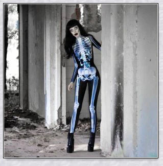 Sexyskull Bodysuit with bold skull graphics, form-fitting construction, and hidden zipper closure