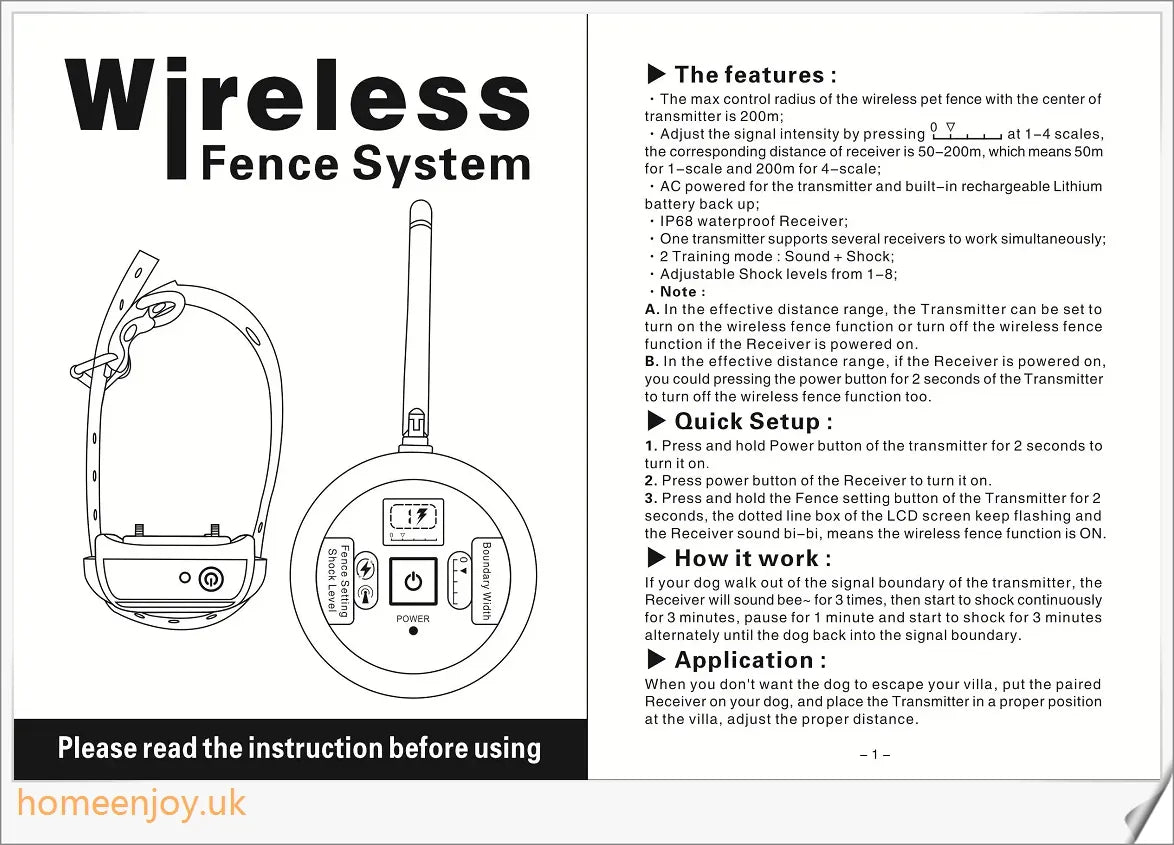 2 In 1 Safe Wireless Dog Fence - Versatile and secure pet containment system for indoor and outdoor use
