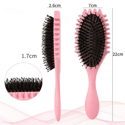Boar Bristle Curl Defining Detangling Hair Brush - Detangle, shape and define curls with ease