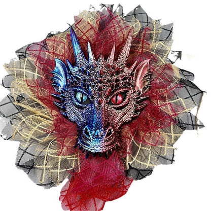 Mesmerising Halloween full-face dragon mask garland wreath with premium polyester and cloth materials