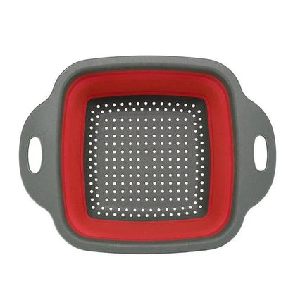 Foldable kitchen tool for sifting, straining, and scooping fruits and vegetables in a modern British kitchen