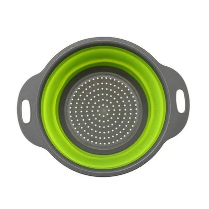Foldable kitchen tool for sifting, straining, and scooping fruits and vegetables in a modern British kitchen