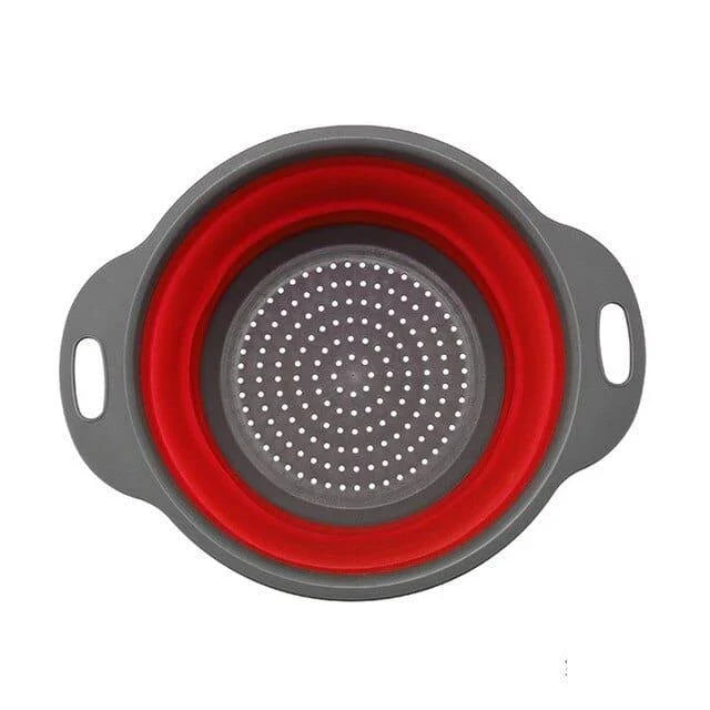 Foldable kitchen tool for sifting, straining, and scooping fruits and vegetables in a modern British kitchen